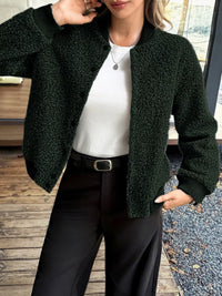 Women's Thick Buttoned Dropped Shoulder Jacket in oversized fit,