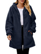 Fuzzy Pocketed Zip Up Long Sleeve Hooded Jacket Trandify Deal