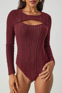 Sexy Ribbed Cutout Bodysuit for Women – Stretchy Y2K Fashion Top