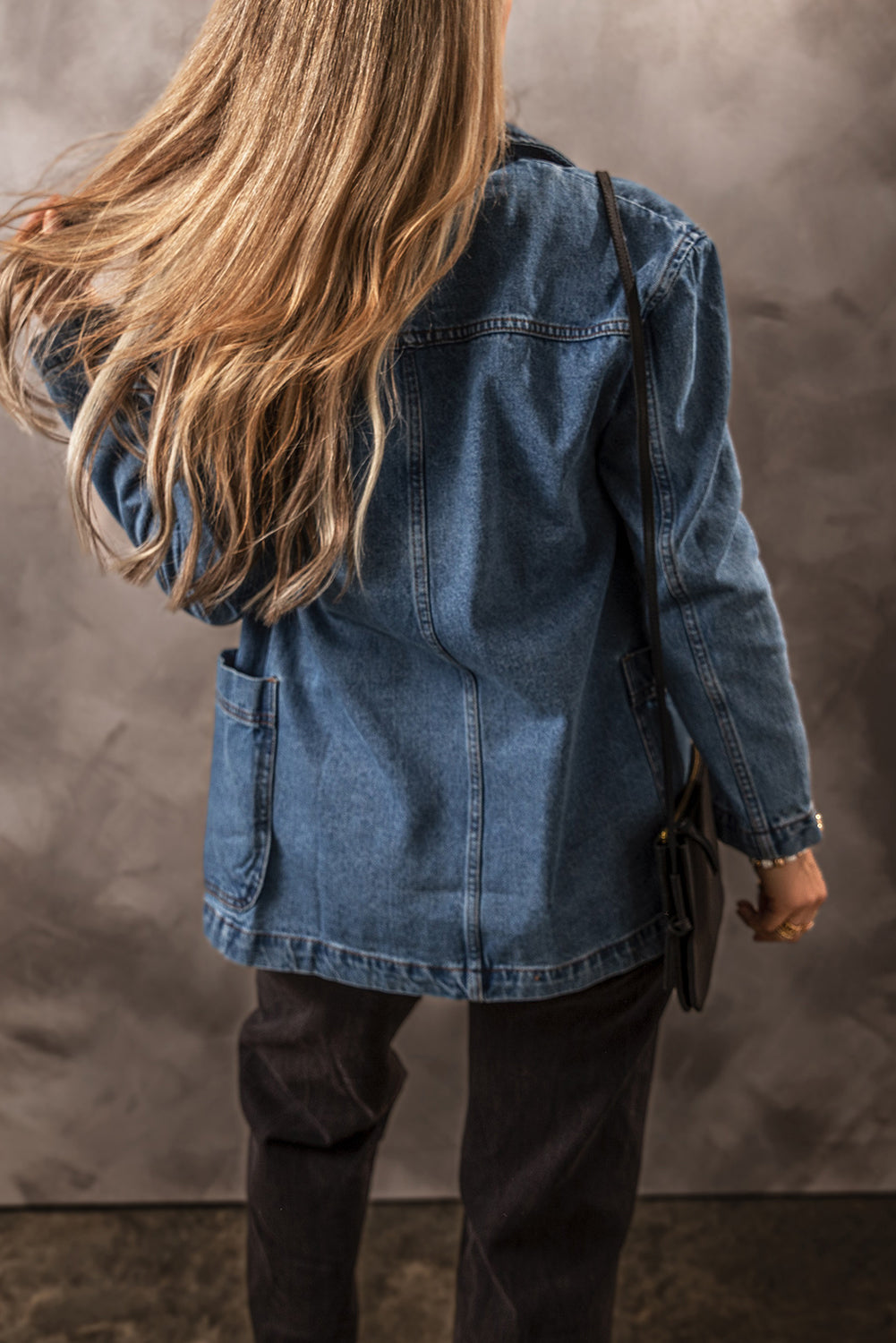 Pocketed Long Sleeve Denim Jacket Trandify Deal