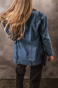 Pocketed Long Sleeve Denim Jacket Trandify Deal