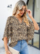 Printed Notched Half Sleeve Blouse Trandify Deal