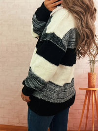Women's Color Block Sweater | Casual Dropped Shoulder Pullover
