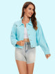 Distressed Distressed Button Up Denim Jacket Trandify deal