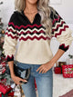 Women's Chevron Knit Sweater | Cozy Long Sleeve Top