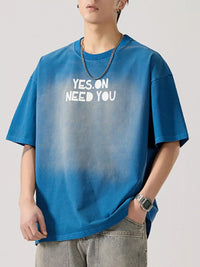 Men's 100% cotton short sleeve t-shirt in heather washed Blue, regular fit