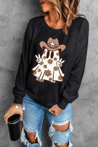 Ghost Round Neck Long Sleeve Sweatshirt Trandify Deal