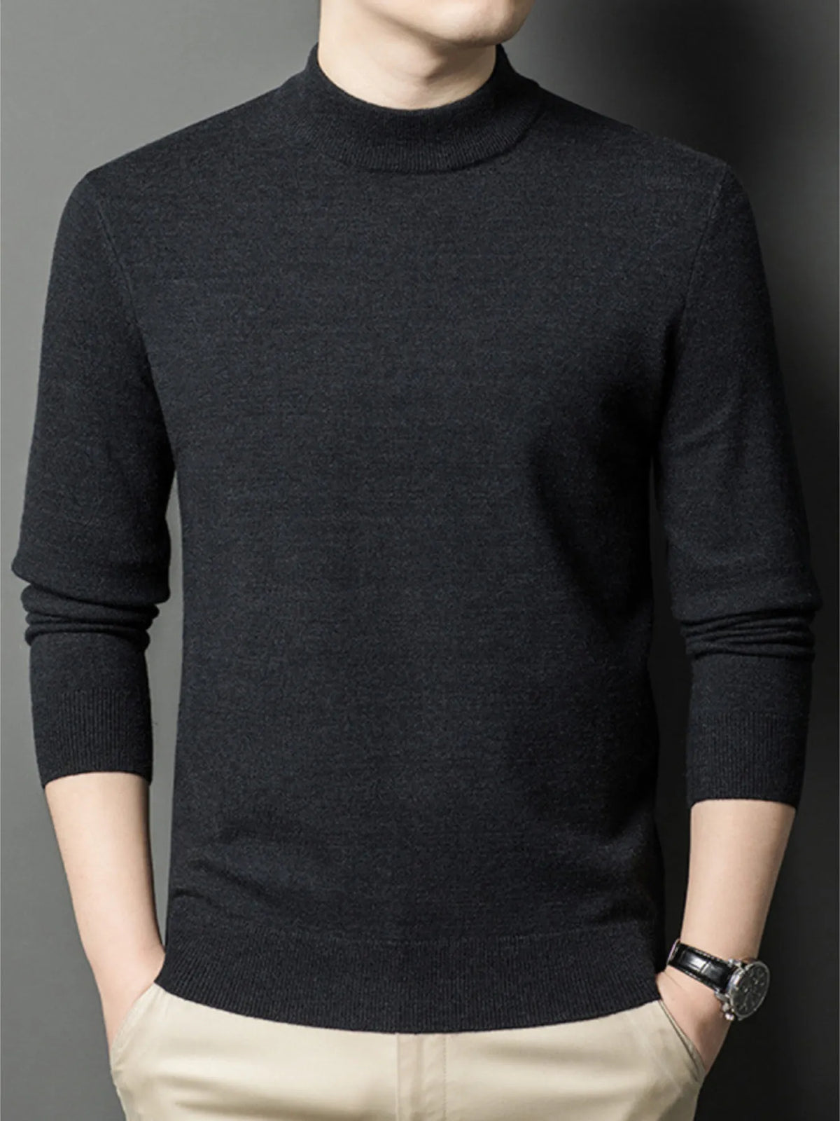 Big & Tall Slim Fit Mock Neck Sweater – Winter Warm Men’s Fashion Essential