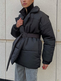 Puffer Long Sleeve Winter Coat with Belt Trandify Deal