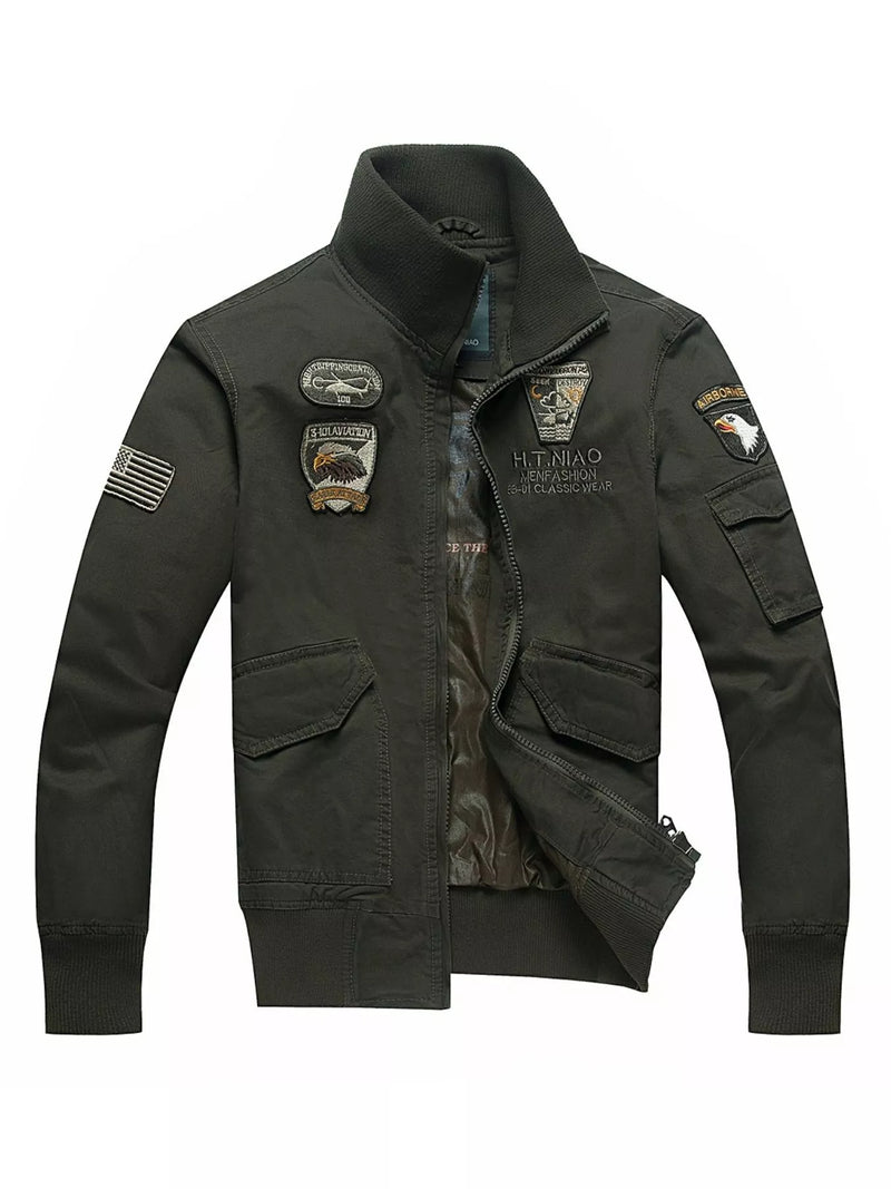 Men's Cotton Zip-Up Jacket - Plus Size Long Sleeve Casual