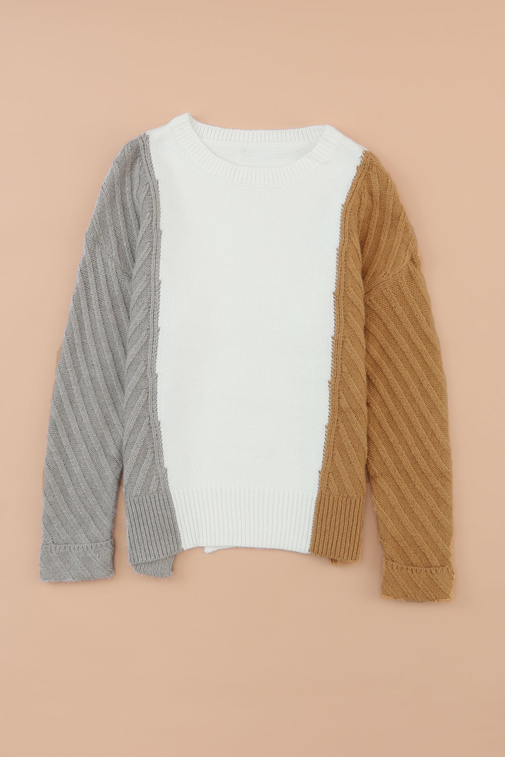 Color Block Textured Drop Shoulder Sweater Trandify Deal
