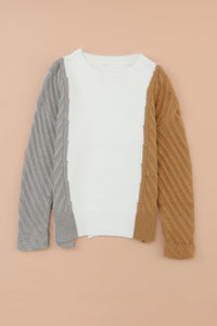 Color Block Textured Drop Shoulder Sweater Trandify Deal
