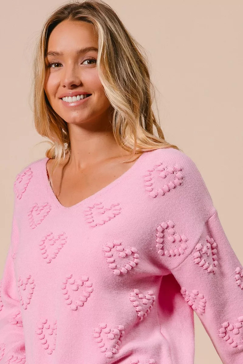 Valentines Heart Knit Top - Ribbed & Stretchable