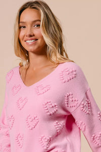 Valentines Heart Knit Top - Ribbed & Stretchable