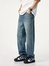 Men's 90s Wide Leg Jeans | Washed Cotton Denim