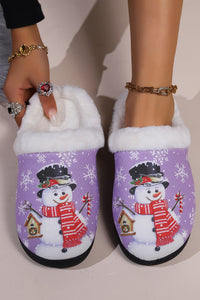 Snowman Round Toe Faux Fur Slippers Trandify Deal