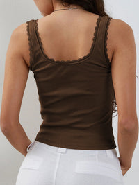 Lace Detail Square Neck Tank Trandify deal