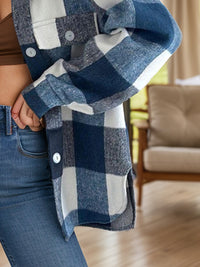 Plaid Button Up Long Sleeve Shacket Trandify Deal