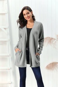 Cable-Knit Open Front Long Sleeve Cardigan Trandify Deal