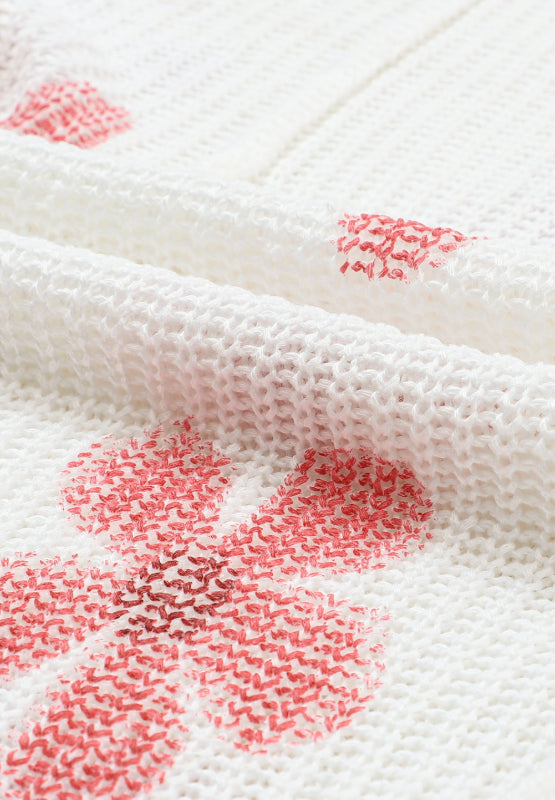 Drawstring Flower Hooded Knit Top Trandify Deal