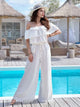 Ruffled-Off Shoulder Wide Leg Jumpsuit - TrandifyDeal
