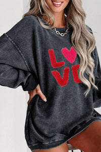 Valentine’s Day LOVE Round Neck Long Sleeve Sweatshirt - Trandify Deal