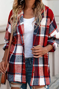 Plaid Button Up Hooded Shacket Trandify Deal