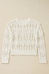 Cutout Round Neck Long Sleeve Knit Cover Up Trandify Deal