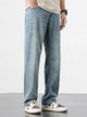 Mens lyocell wide leg jeans in washed regular fit