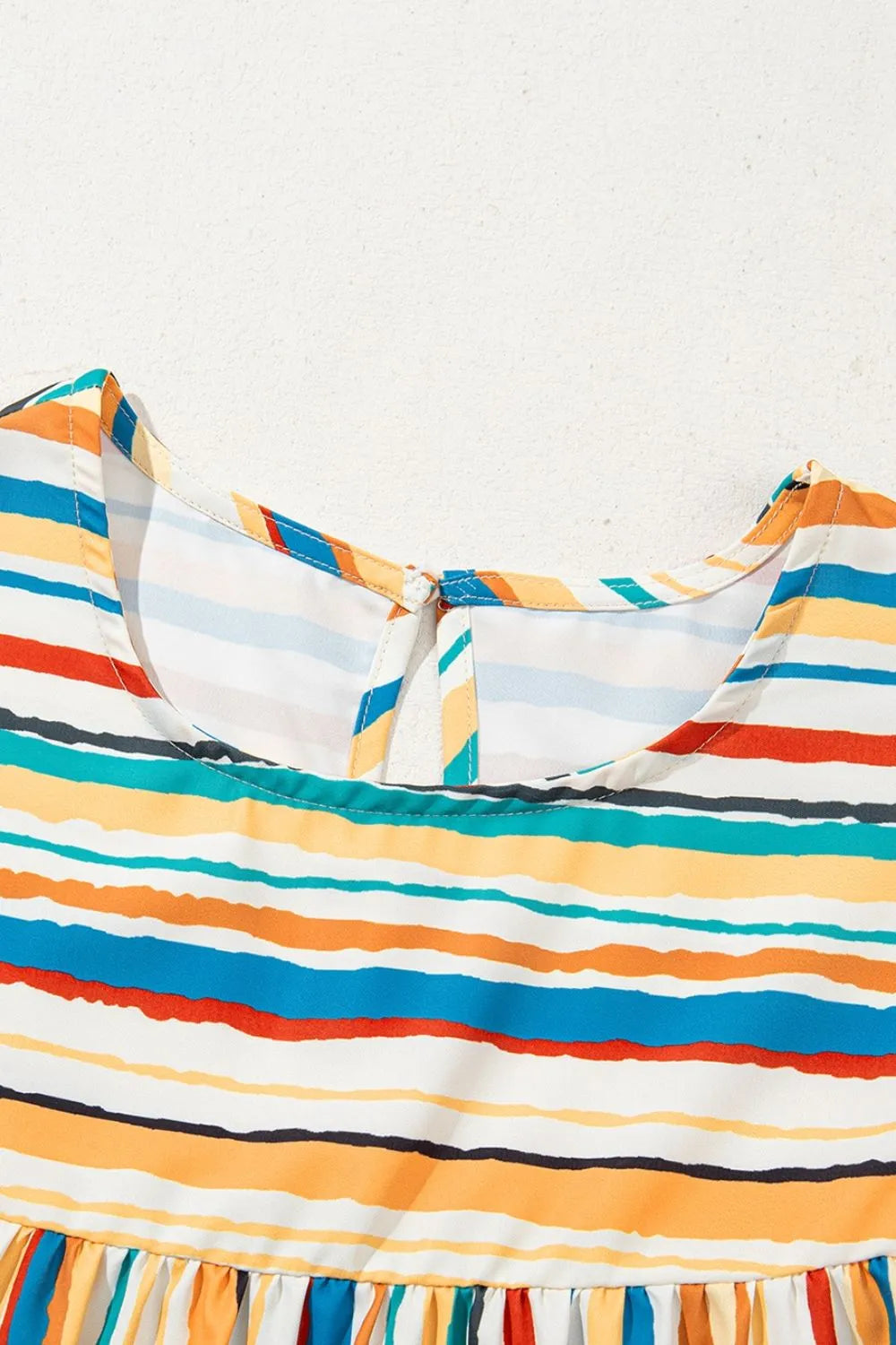 Women's Colorful Striped Cap Sleeve Blouse – Trendy Summer Top for Casual & Office Outfits