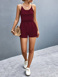 Scoop Neck Romper with Pockets Trandify deal