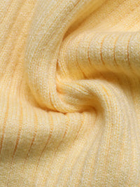 Women's asymmetrical ribbed button up cardigan in yellow, cozy chic style.