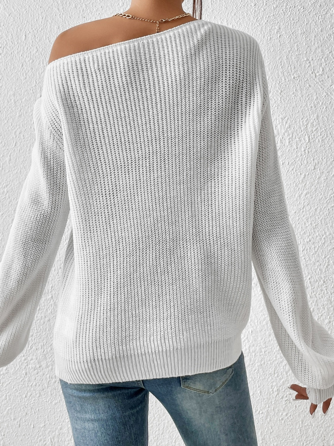 Honey Single Shoulder Long Sleeve Sweater Trandify Deal