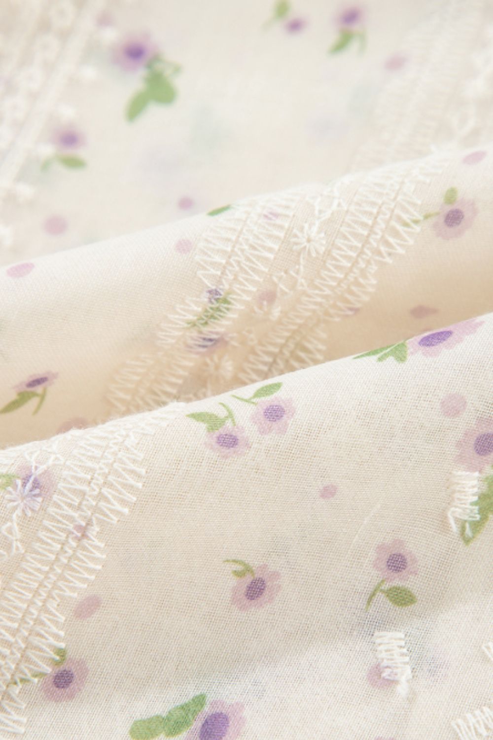 Frill Lace Detail Printed Tie Neck Long Sleeve Blouse Trandify Deal