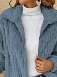 Plus Size Textured Zip Jacket for Women | Casual Long Sleeve