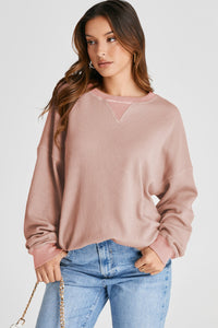 Waffle-Knit Long Sleeve Sweatshirt Trandify Deal