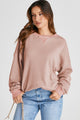 Waffle-Knit Long Sleeve Sweatshirt Trandify Deal