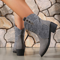 Suede Point Toe Block Heel Boots Trandify Deal