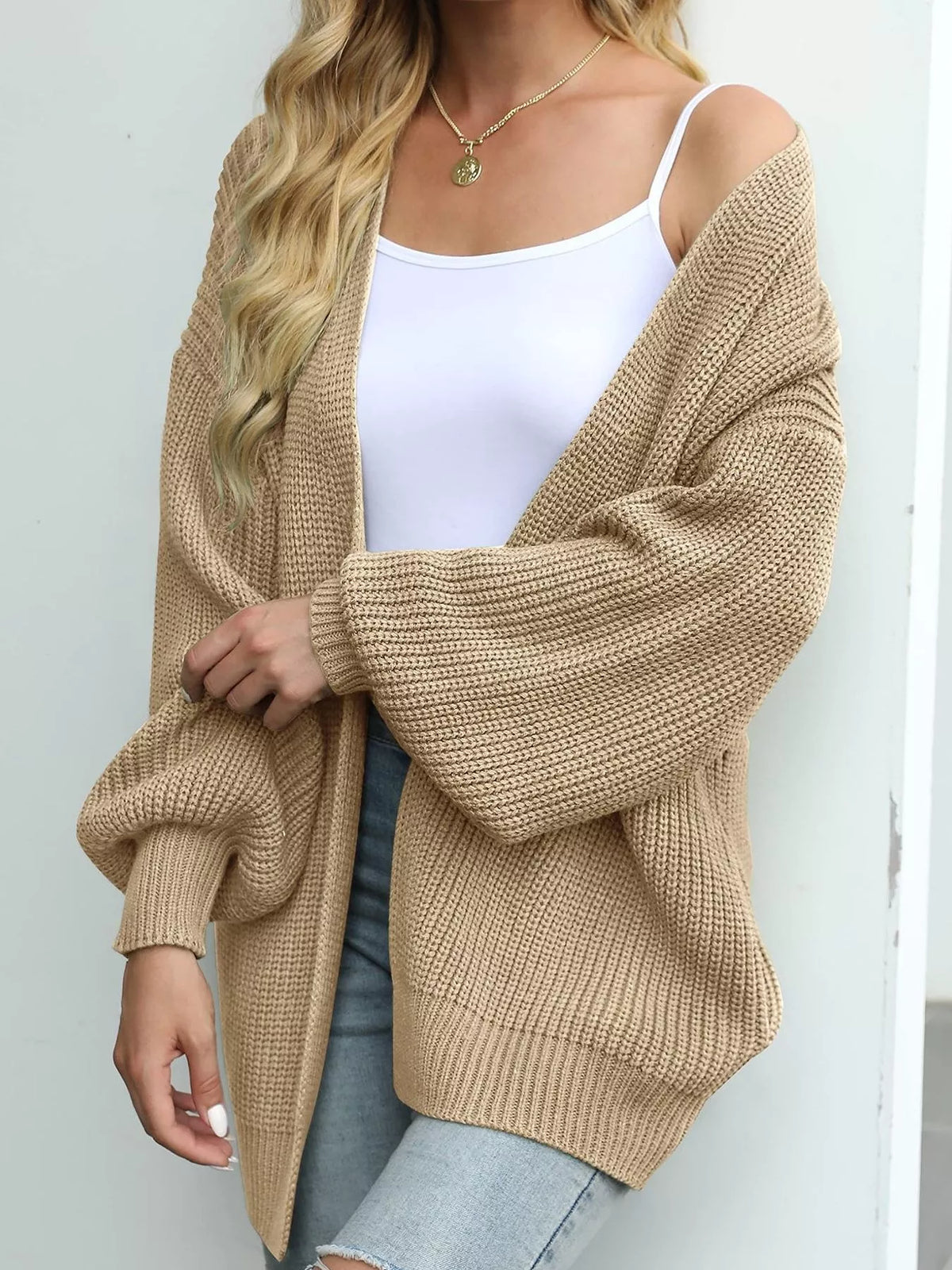 Oversized Chunky Knit Cardigan - Cable Knit Open Front Sweater