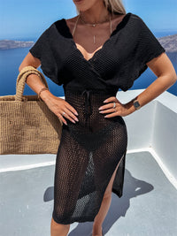 Slit Surplice Cap Sleeve Cover Up Trandify deal