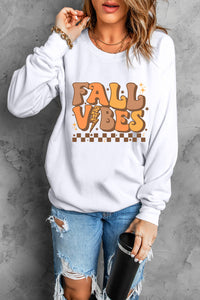 Letter Graphic Round Neck Long Sleeve Sweatshirt Trandify Deal