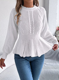 Women's Cable Knit Peplum Sweater | Cozy Acrylic Top