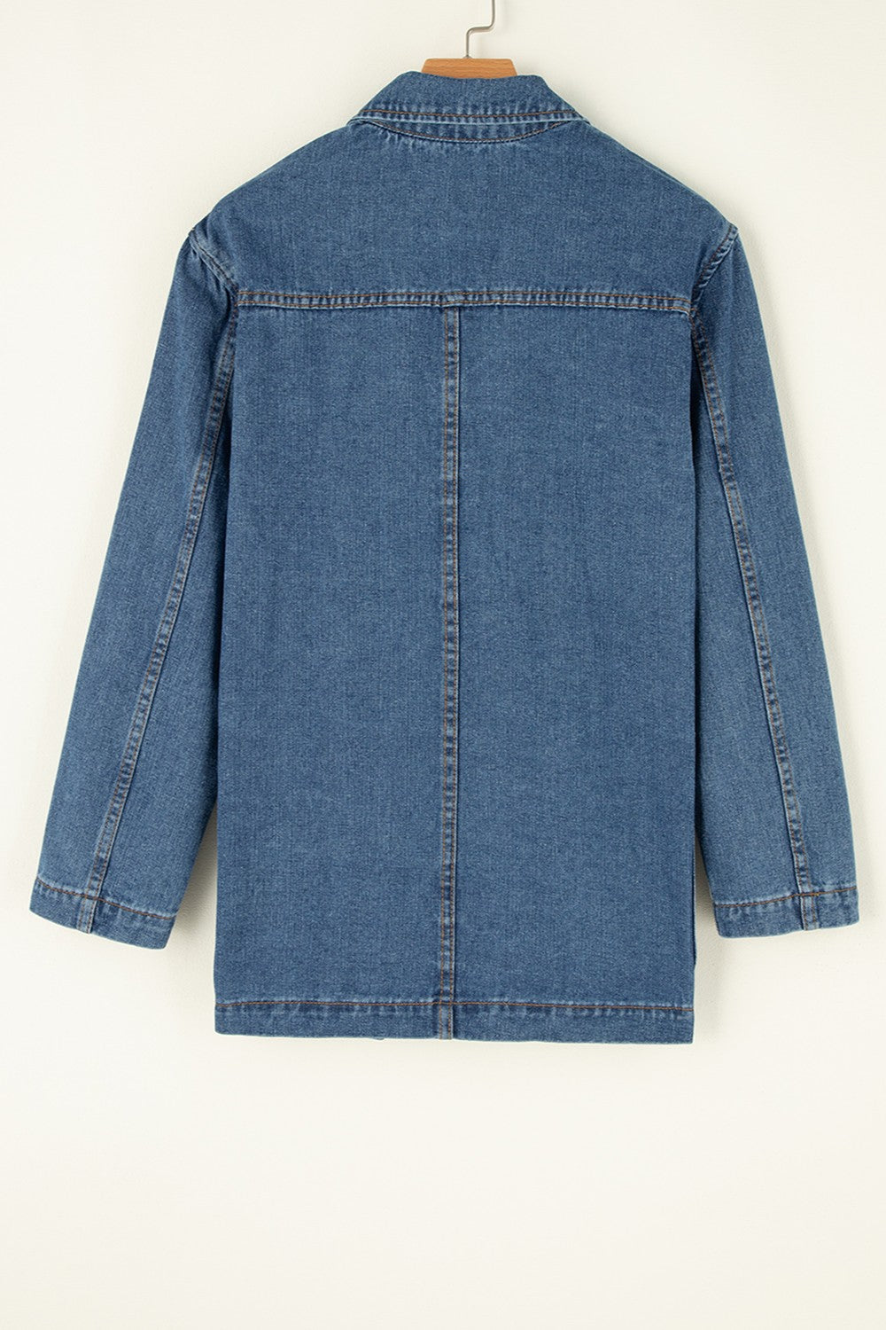 Pocketed Long Sleeve Denim Jacket Trandify Deal