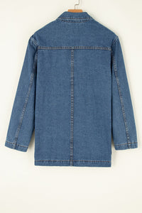 Pocketed Long Sleeve Denim Jacket Trandify Deal