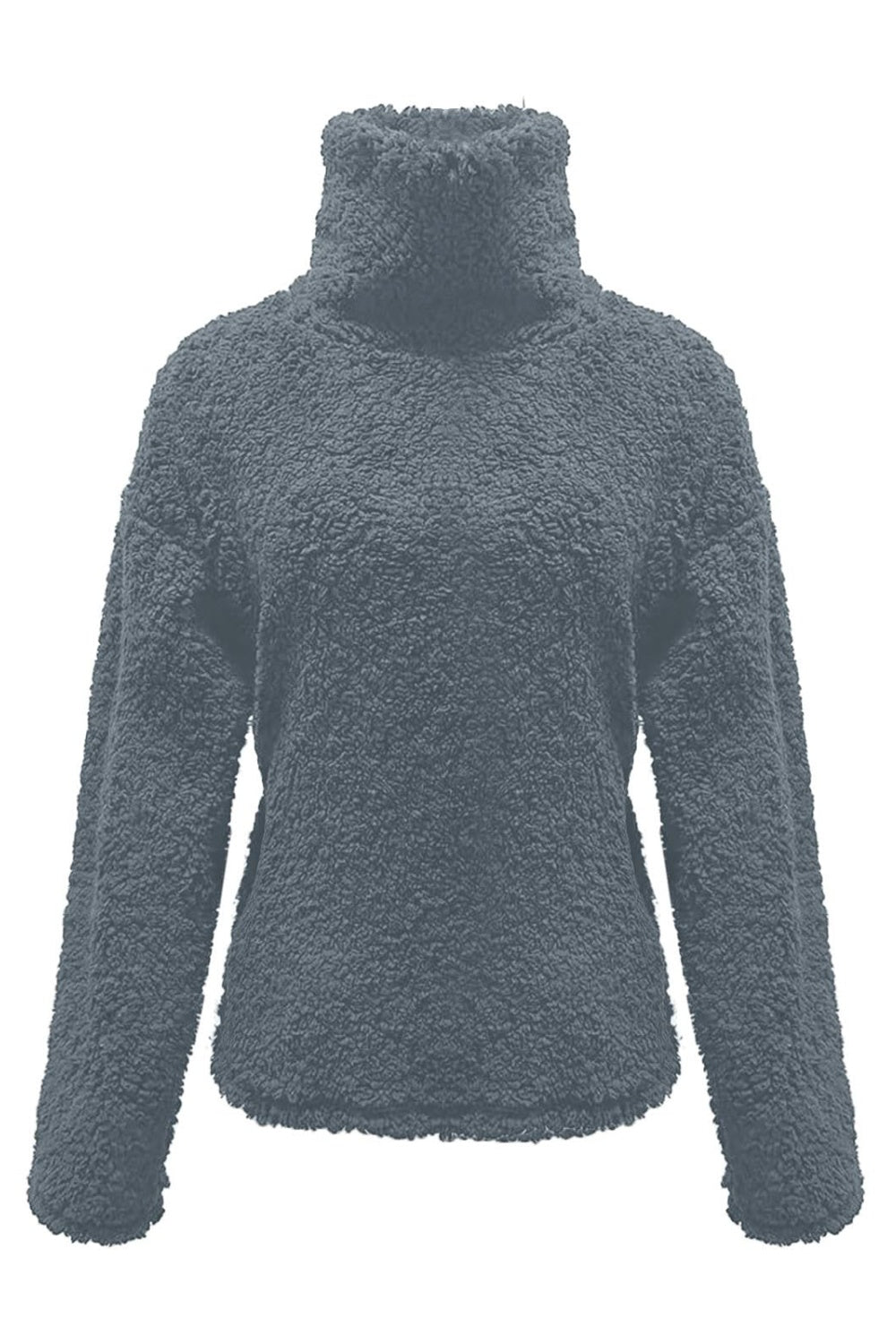 Fuzzy Turtleneck Long Sleeve Sweatshirt Trandify Deal