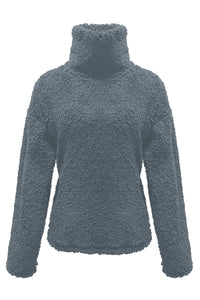 Fuzzy Turtleneck Long Sleeve Sweatshirt Trandify Deal
