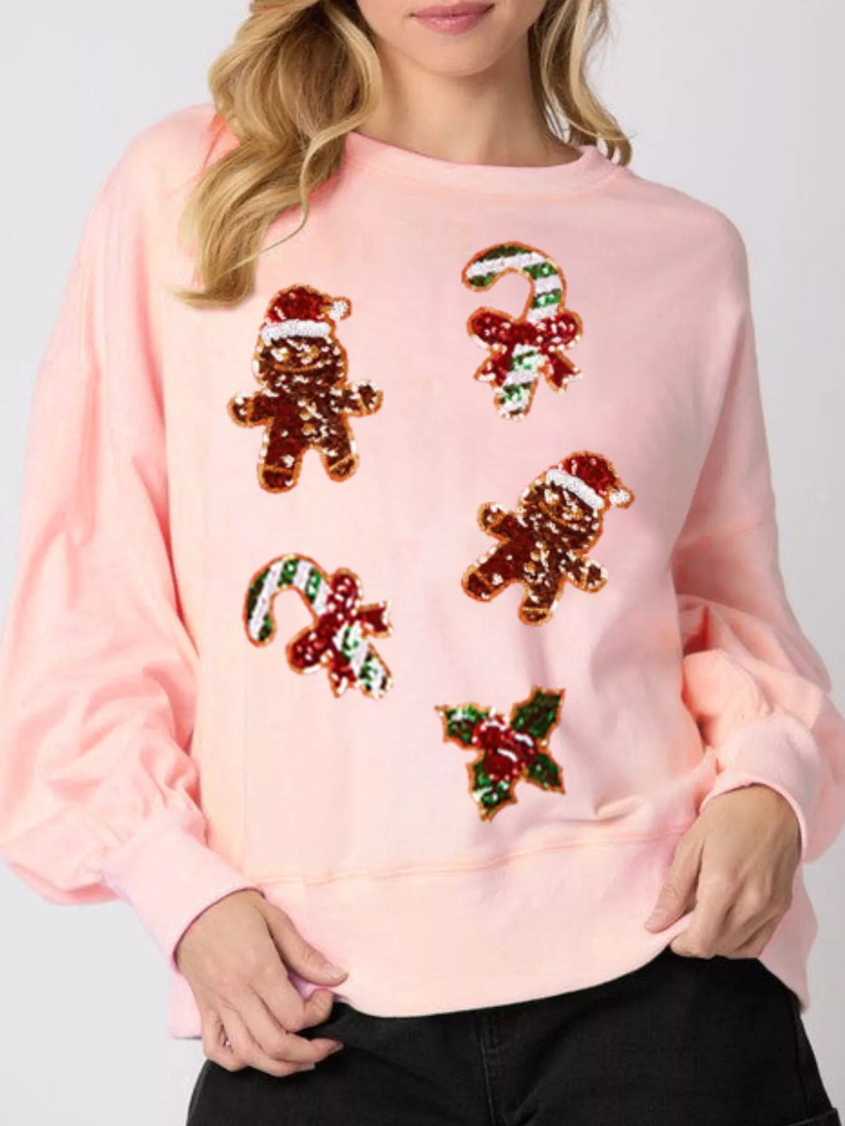Sequined Gingerbread Christmas Sweater | Women's Holiday Top