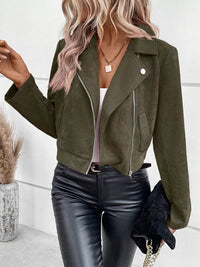 Women's Faux Leather Moto Jacket - Biker Style Zip Detail