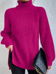 Plus Size Turtleneck Sweater - Ribbed Long Sleeve Top