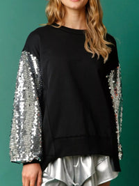 Women's Oversized Sequin Sweatshirt in Black